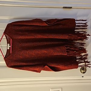 Grace & Lace pointelle fringe poncho